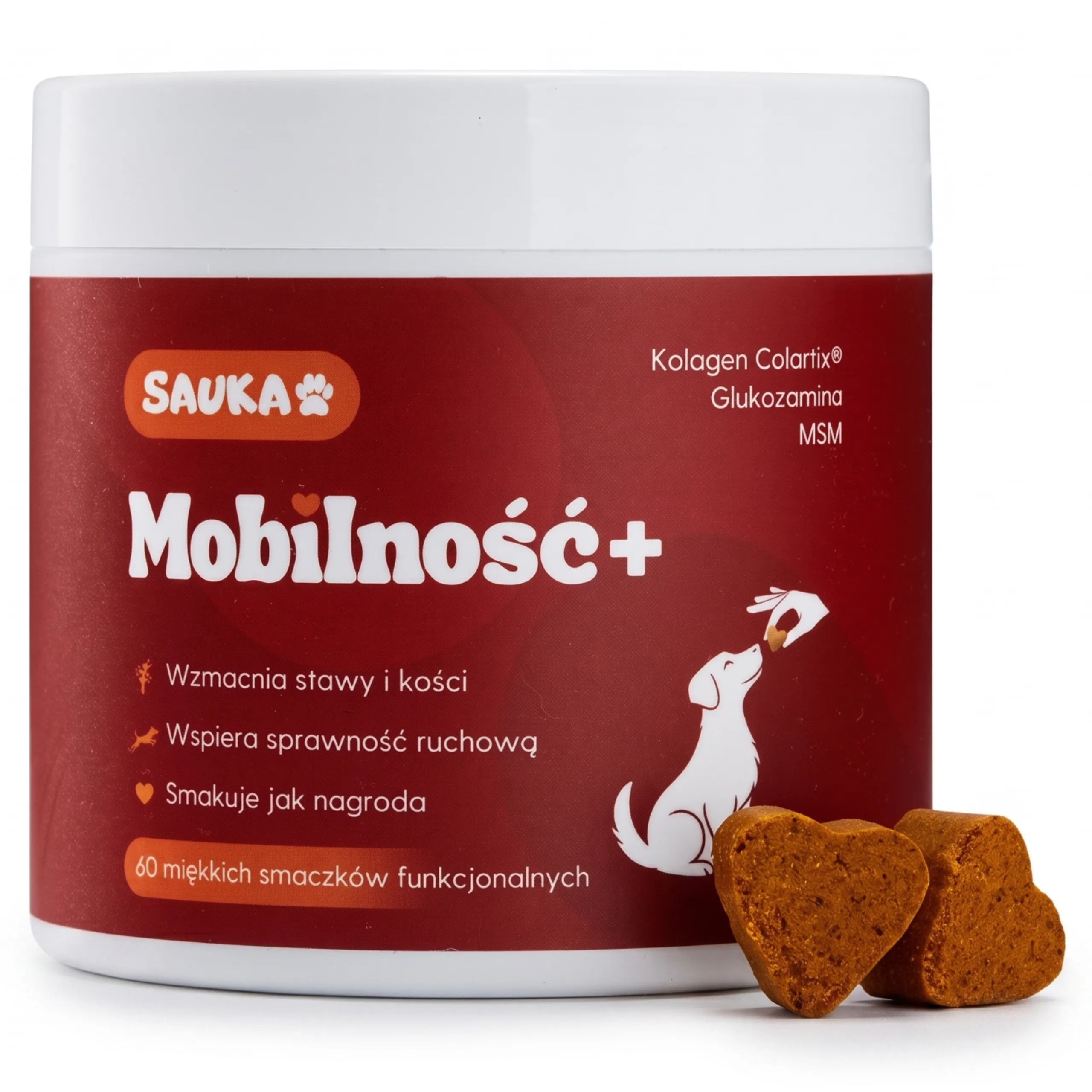 Opakowanie Sauka Mobilność+, 60 miękkich smaczków na stawy dla psa